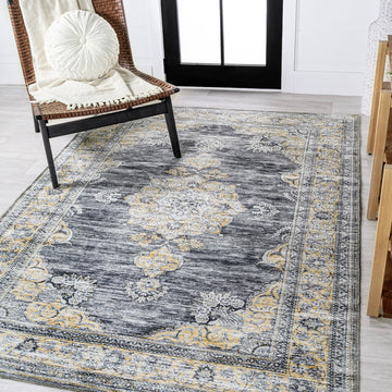 Bausch Bohemian Distressed Chenille Machine-washable Area Rug
